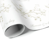 Blauw Crème Vogel Takken Bloem Bruiloft Cadeaupapier (Rol Hoek)