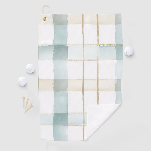 Blauw Crème Wit Geruit Golfhanddoek (Insitu)