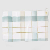 Blauw Crème Wit Geruit Golfhanddoek (Horizontaal)
