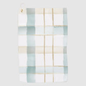 Blauw Crème Wit Geruit Golfhanddoek (Voorkant)