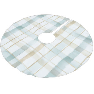 Blauw Crème Wit Geruit Kerstmis Kerstboom Rok