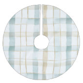 Blauw Crème Wit Geruit Kerstmis Kerstboom Rok (Voorkant)