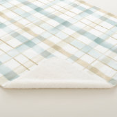 Blauw Crème Wit Geruit Sherpa Deken (3/4)