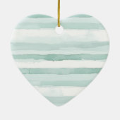 Blauw Crème Wit Geruit Strepen Kerst Keramisch Ornament (Achterkant)