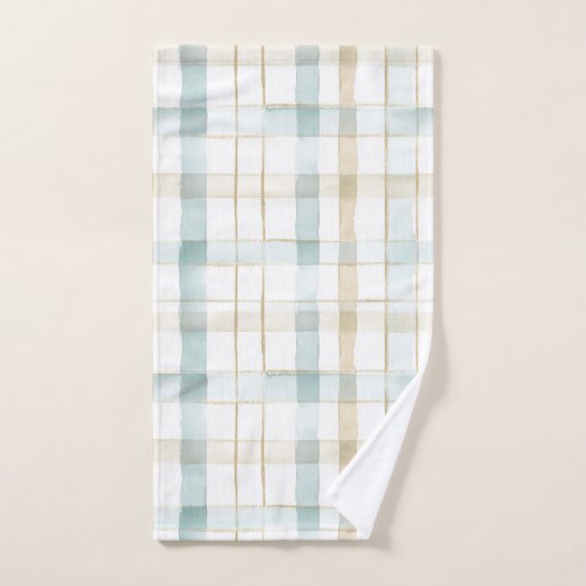 Blauw Crème Wit Geruite Bruiloftsontvangst Bad Handdoek (Handdoek)