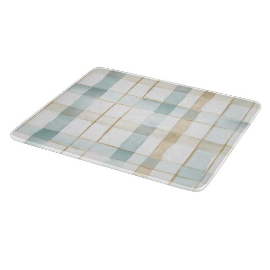 Blauw Crème Wit Plaid Bruids Shower Snijplank (Hoek)