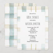 Blauw Crème Wit Plaid Strepen Bruids Bruiloft Kaart (Voorkant / Achterkant)