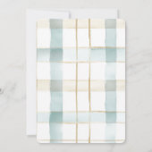 Blauw Crème Wit Plaid Strepen Bruids Bruiloft Kaart (Achterkant)