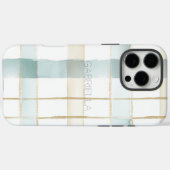 Blauw Crème Wit Plaid Strepen  Case-Mate iPhone Case (Achterkant (horizontaal))