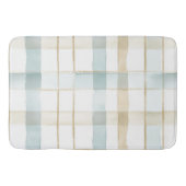 Blauw Crème Witte Geruite Bruiloftsborrel Badmat (Voorkant)