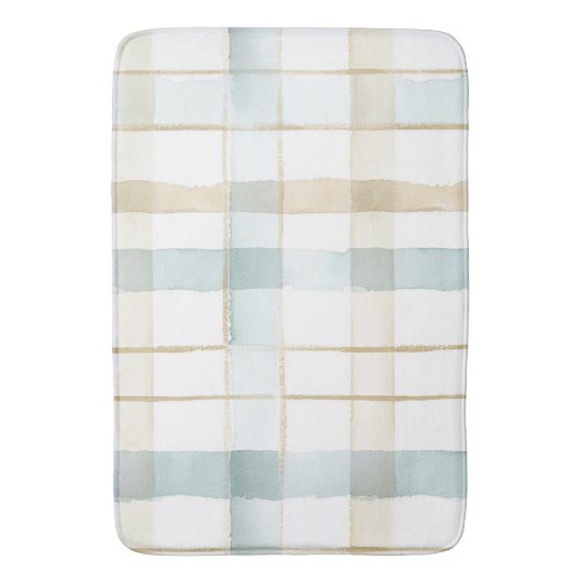 Blauw Crème Witte Geruite Bruiloftsborrel Badmat (Voorkant Verticaal)