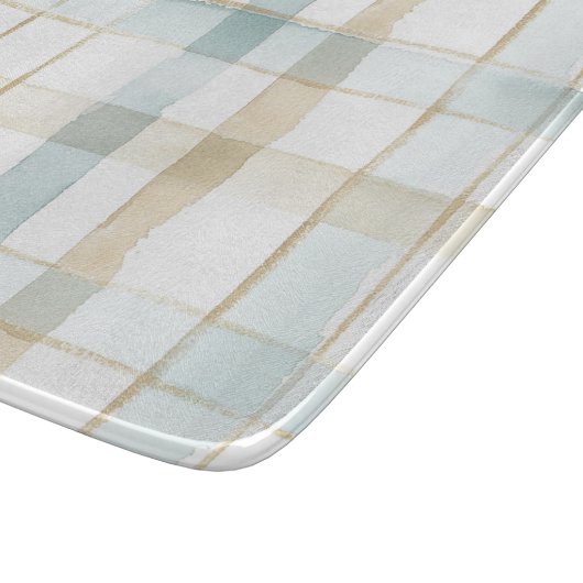 Blauw Crème Witte Geruite Bruiloftsborrel Snijplank (Hoek)