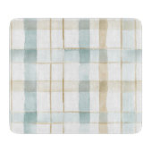 Blauw Crème Witte Geruite Bruiloftsborrel Snijplank (Voorkant)