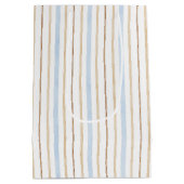 Blauw Crème Witte Strepen Bruidsfeest Medium Cadeauzakje (Achterkant)