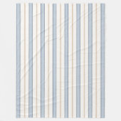 Blauw Crème Witte Strepen   Fleece Deken (Voorkant)