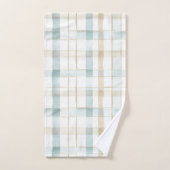 Blauw crèmekleurig wit geruit bruidsdiner bad handdoek (Handdoek)