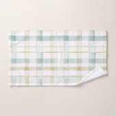 Blauw crèmekleurig wit geruit bruidsdiner bad handdoek (Handdoek)