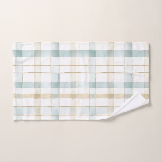 Blauw crèmekleurig wit geruit bruidsdiner bad handdoek (Handdoek)