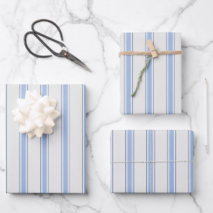 Blauw & Crèmestrepen Inpakpapier Vel