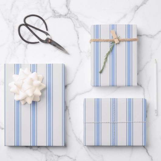 Blauw & Crèmestrepen Inpakpapier Vel (Voorkant)