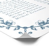 Blauw  Crest Bruiloft 12 Tafel Zitkaart Poster (Hoek)