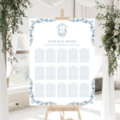 Blauw  Crest Bruiloft 15 Tafel Zitkaart Poster
