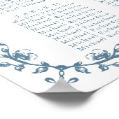 Blauw  Crest Bruiloft 16 Tafel Zitkaart Poster (Hoek)