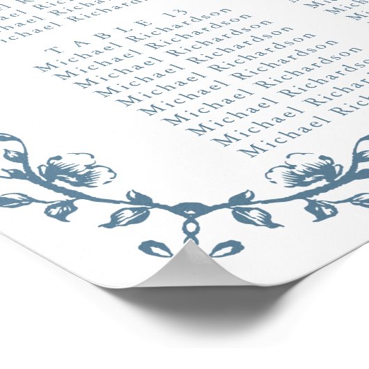 Blauw Crest Bruiloft 16 Tafel Zitkaart Poster (Hoek)