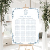 Blauw Crest Bruiloft 16 Tafel Zitkaart Poster
