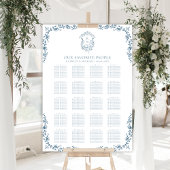 Blauw Crest Bruiloft 20 Tafel Zitplaatsen Poster