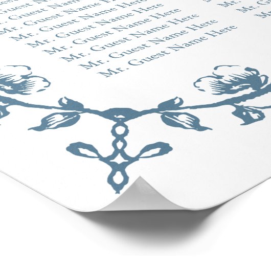 Blauw  Crest Bruiloft 30 Tafel Zitplaatsen Poster (Hoek)