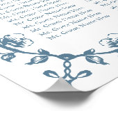 Blauw  Crest Bruiloft 30 Tafel Zitplaatsen Poster (Hoek)