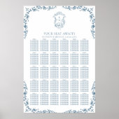 Blauw Crest Bruiloft 30 Tafel Zitplaatsen Poster (Voorkant)