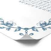 Blauw  Crest Bruiloft 9 Tafel Zitgrafiek Poster (Hoek)