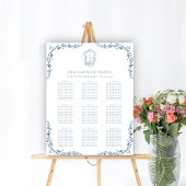 Blauw  Crest Bruiloft 9 Tafel Zitgrafiek Poster
