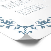 Blauw  Crest Bruiloft Alfabetische Zitplaatsen Poster (Hoek)