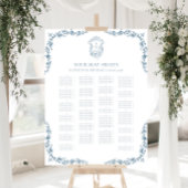 Blauw  Crest Bruiloft Alfabetische Zitplaatsen Poster