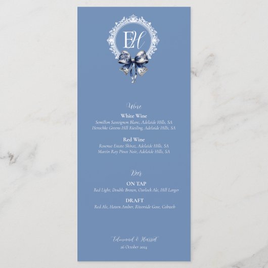 Blauw Croquette Bow Menu (Achterkant)