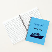 Blauw cruiseschip gepersonaliseerd dagboek notitie