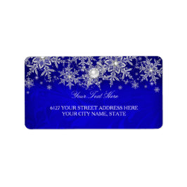 Blauw Crystal Pearl Sneeuwvlok Zilver Adreslabel Etiket