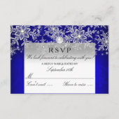 Blauw Crystal Pearl Sneeuwvlok Zilver Winter RSVP (Voorkant)