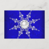 Blauw Crystal Pearl Sneeuwvlok Zilver Winter RSVP (Achterkant)