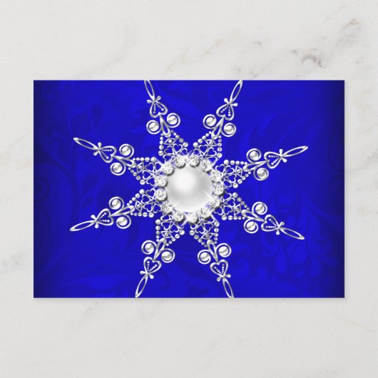 Blauw Crystal Pearl Sneeuwvlok Zilver Winter RSVP (Achterkant)