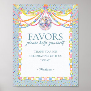 Blauw Cue de Confetti Verjaardagsfeest Favorieten Poster