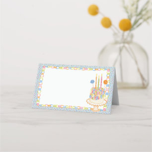 Blauw Cue de Confetti Verjaardagsfeest Tafelkaart Plaatskaartje
