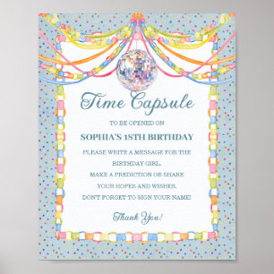 Blauw Cues de Confetti Verjaardagsfeest Tijdscapsu Poster