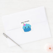 Blauw Cupcake-Baby shower Vierkante Sticker (Envelop)