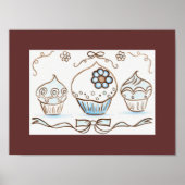 Blauw Cupcake Kunst Poster Print (Voorkant)