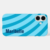 Blauw Curving Stripes "Jouw naam toevoegen" Case-Mate iPhone Case (Achterkant (horizontaal))