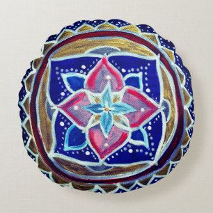 Blauw Custom Geborsteld Polyester Rond werpkussen Kussen